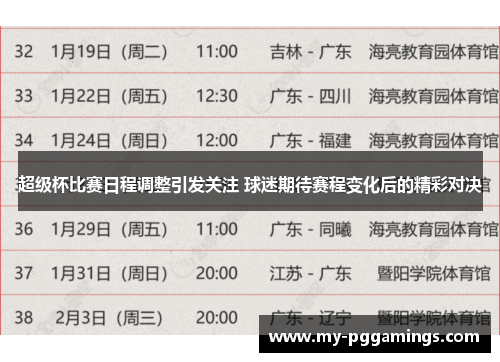 超级杯比赛日程调整引发关注 球迷期待赛程变化后的精彩对决 超级杯比赛日程调整引发关注 球迷期待赛程变化后的精彩对决